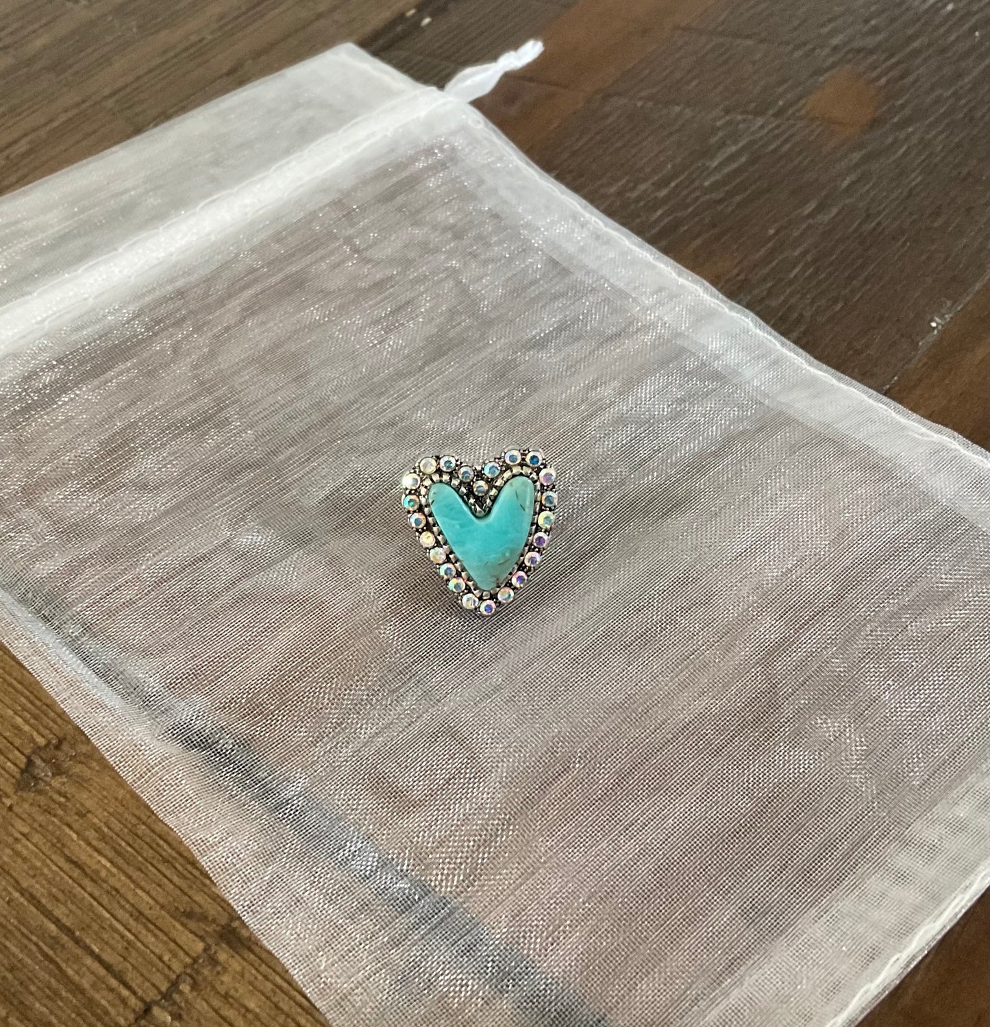 Turquoise Heart Hat Pin