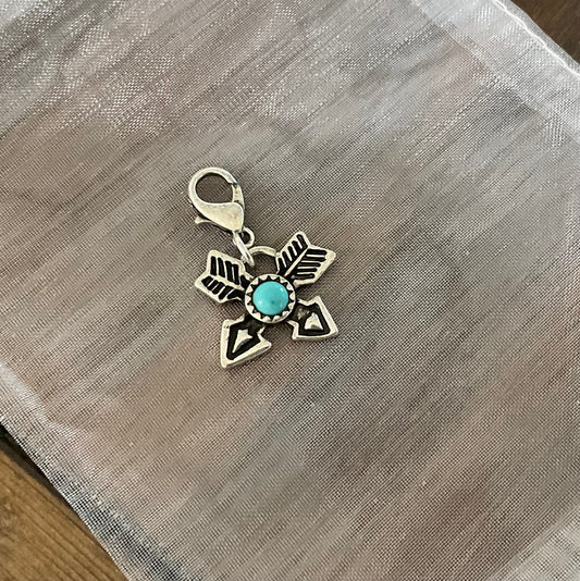 Silver Turquoise Arrow Hat Charm