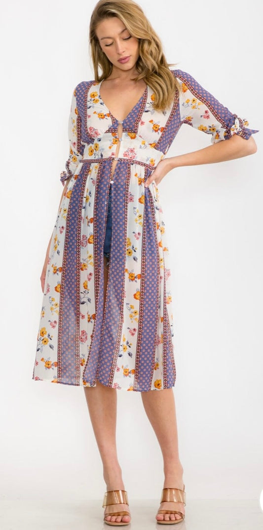 Button Up Floral Kimono
