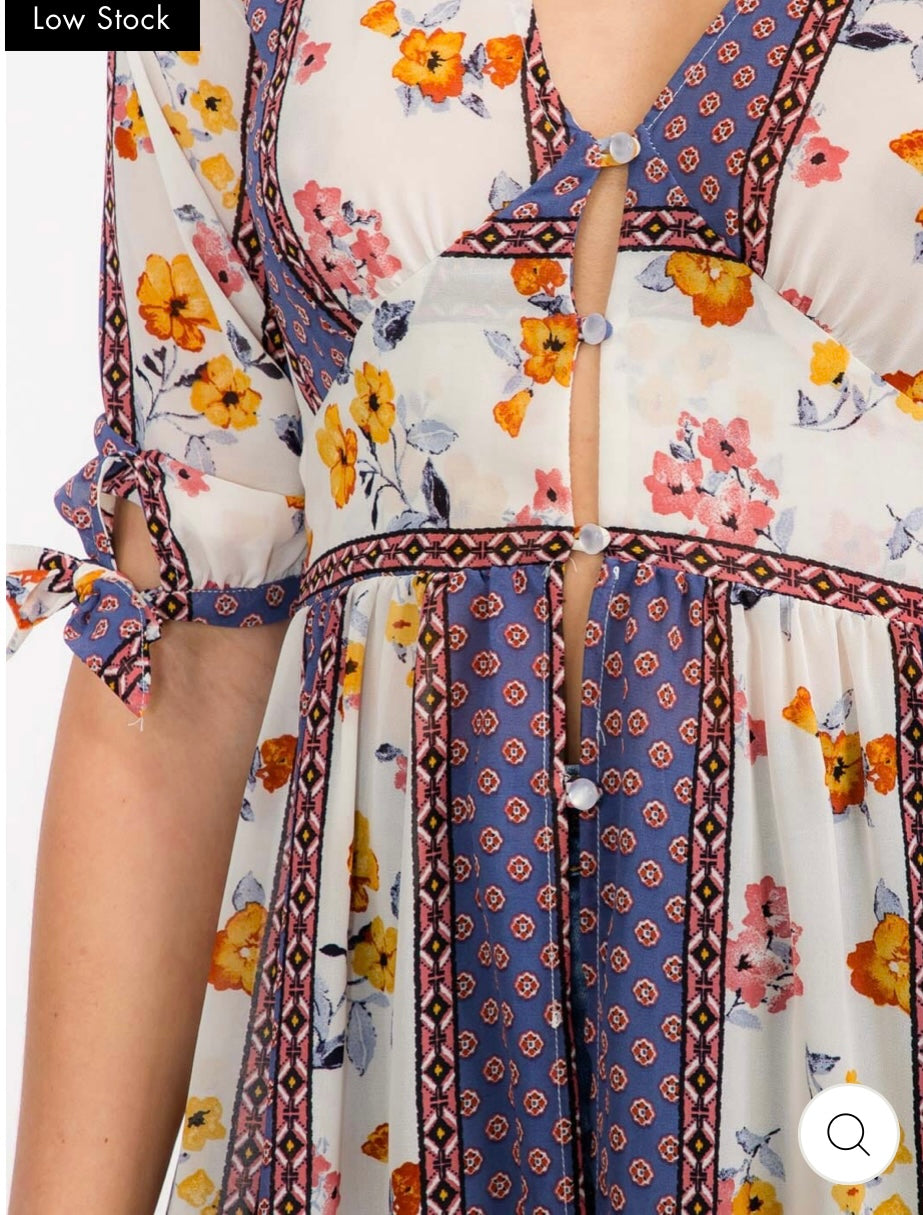 Button Up Floral Kimono