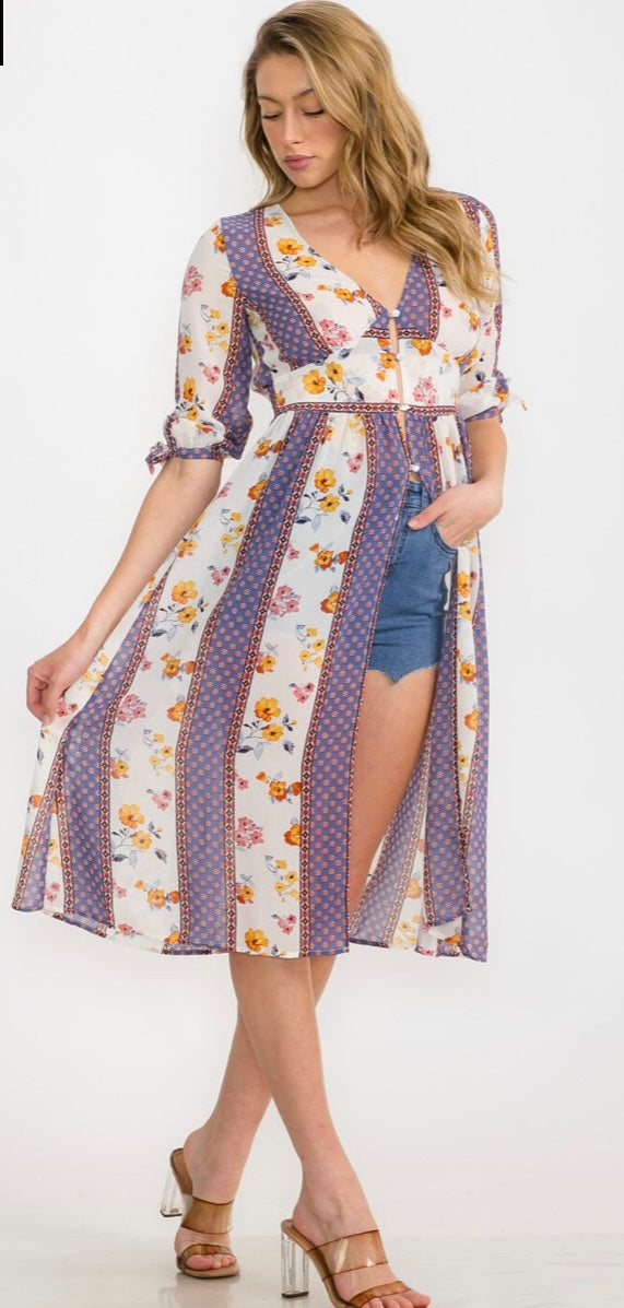 Button Up Floral Kimono