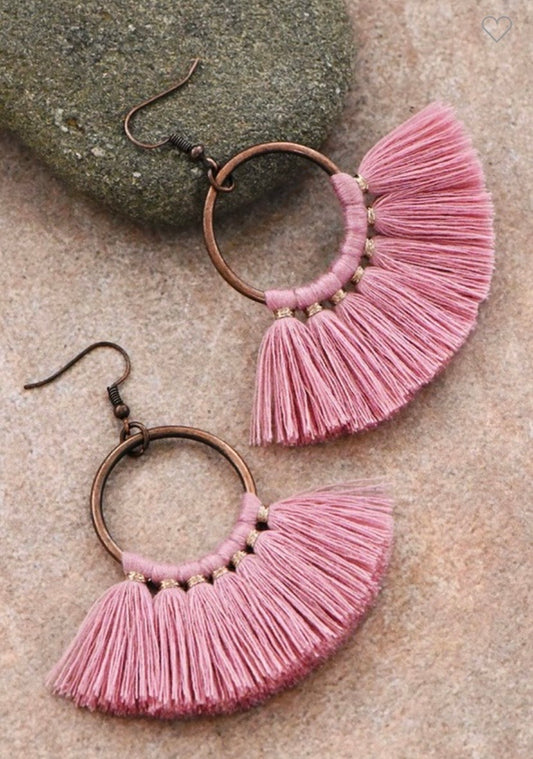 Pink Fan Earrings