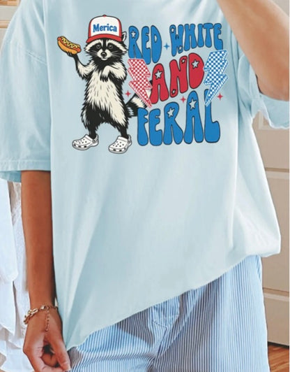 Red, White & Feral Tee