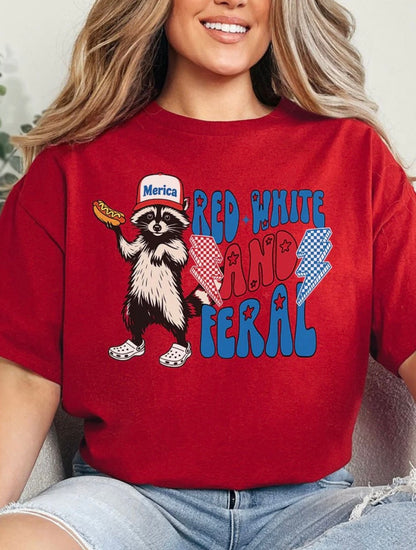 Red, White & Feral Tee