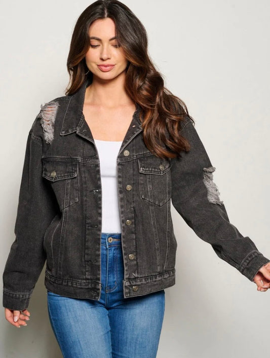 Kara Distressed Denim Jacket