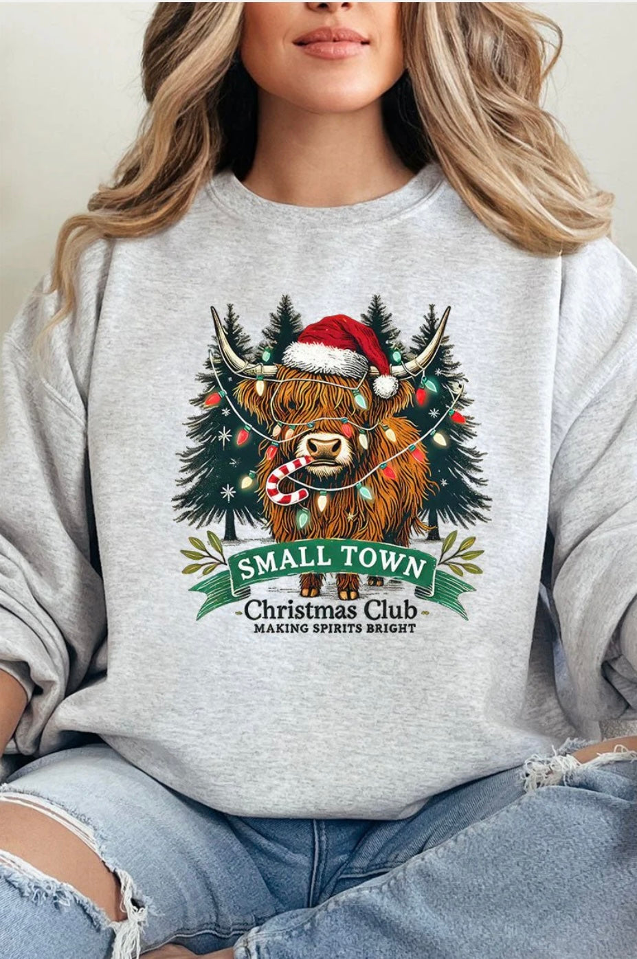 Highland Cow Christmas Crewneck Sweatshirt