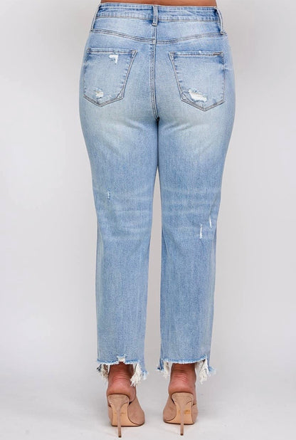 Plus Distressed Straight Jeans