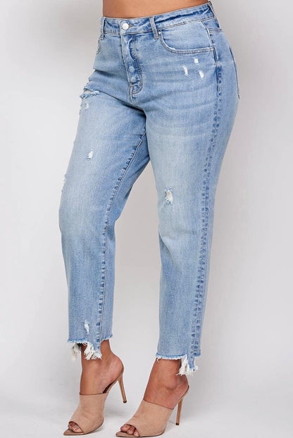 Plus Distressed Straight Jeans